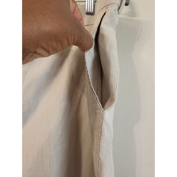 Alan Flusser Men Cream Striped Flat Front Dress Pant Size 40x32 Business Casual - Picture 4 of 6